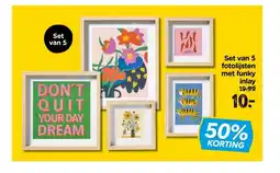 Xenos Set van 5 fotolijsten met funky inlay aanbieding