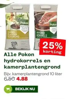 Welkoop Alle Pokon hydrokorrels en kamerplantengrond aanbieding