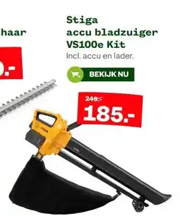 Welkoop Stiga accu bladzuiger VS100e Kit aanbieding