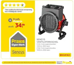Praxis Sencys ventilatorkachel 2kW aanbieding