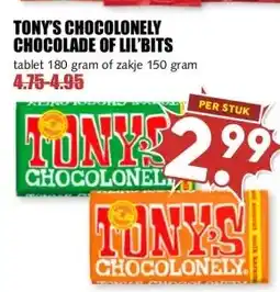 MCD Supermarkt TONY'S CHOCOLONELY CHOCOLADE OF LIL'BITS aanbieding