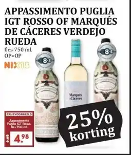 MCD Supermarkt APPASSIMENTO PUGLIA IGT ROSSO OF MARQUÉS DE CÁCERES VERDEJO RUEDA aanbieding