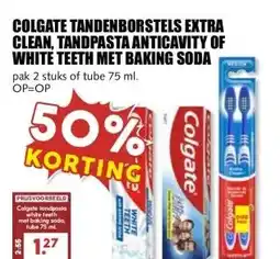 MCD Supermarkt COLGATE TANDENBORSTELS EXTRA CLEAN, TANDPASTA ANTICAVITY OF WHITE TEETH MET BAKING SODA aanbieding