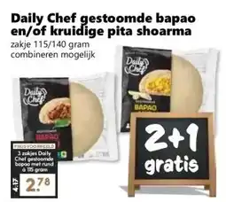 CoopCompact Daily Chef gestoomde bapao en/of kruidige pita shoarma aanbieding