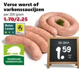 Coop Verse worst of varkenssaucijzen aanbieding