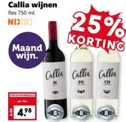 Coop Callia wijnen aanbieding