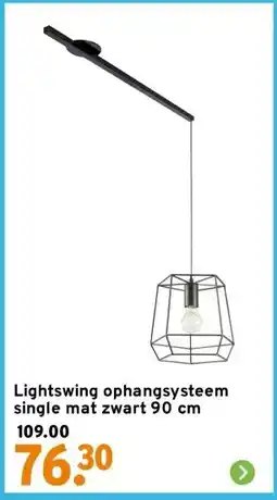 GAMMA Lightswing ophangsysteem single mat zwart 90 cm aanbieding