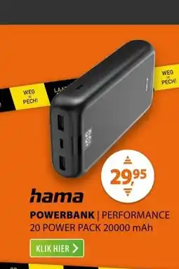 Expert Hama Performance 20 Power Pack 20.000 mAh Antraciet aanbieding