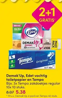 DA Demak'Up, Edet vochtig toiletpapier en Tempo aanbieding
