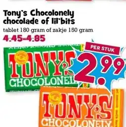 Boon`s Markt Tony's Chocolonely chocolade of lil bits aanbieding