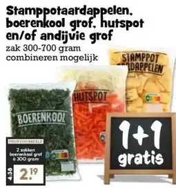 Boon`s Markt Stamppotaardappelen. boerenkool grof. hutspot en/of andijvie grof aanbieding