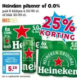 Boon`s Markt Heineken pilsener of 0.0% aanbieding