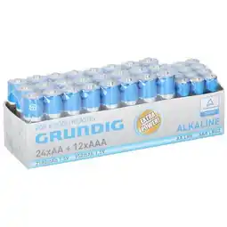 ANWB Grundig Batterijen 12x AAA + 24x AA Blauw aanbieding