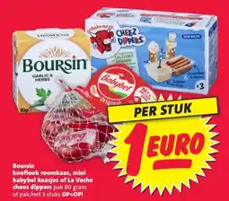 Nettorama Boursin knoflook roomkaas, mini babybel kaasjes of La Vache cheez dippers aanbieding