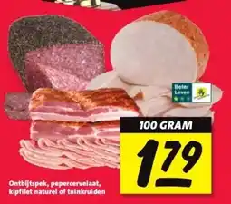 Nettorama Ontbijtspek, pepercervelaat, kipfilet naturel of tuinkruiden aanbieding