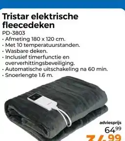 Trekpleister Tristar elektrische fleecedeken aanbieding