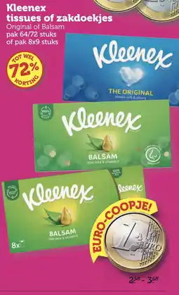 Coop Kleenex tissues of zakdoekjes aanbieding