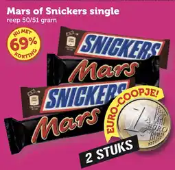 Coop Mars of Snickers single aanbieding