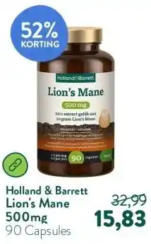 Holland & Barrett Lion's Mane 500mg aanbieding