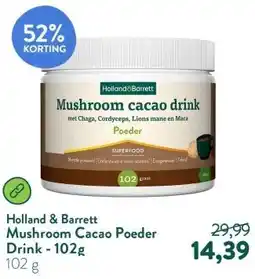 Holland & Barrett Mushroom Cacao Poeder Drink - 102g aanbieding