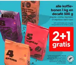 HEMA Alle koffie- bonen 1 kg en decafé aanbieding