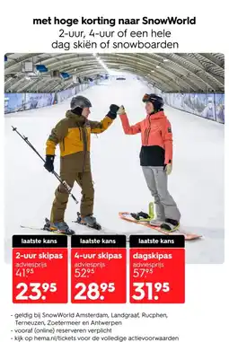 HEMA met hoge korting naar SnowWorld aanbieding