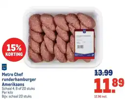 Makro Metro Chef runderhamburger Amerikaans aanbieding