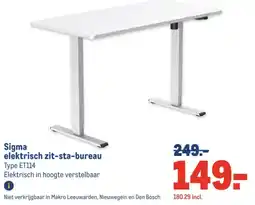 Makro Sigma elektrisch zit-sta-bureau aanbieding