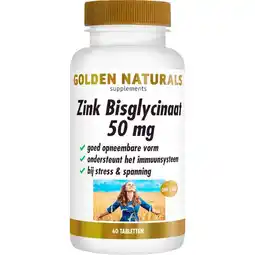 Etos Golden Naturals Zink Bisglycinaat 50 mg Tabletten 60 stuks aanbieding