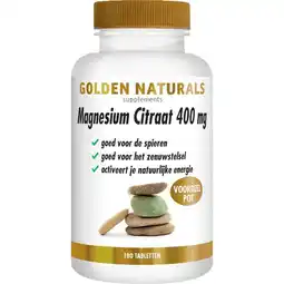 Etos Golden Naturals Magnesium Citraat 400 mg Voordeelpot Tabletten 180 stuks aanbieding