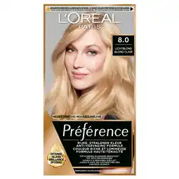 Kruidvat L'Oréal Paris Préférence 8 Lichtblond Permanente Haarkleuring aanbieding