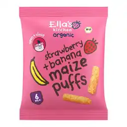 Etos Ella's Kitchen Maize Puffs Aardbei Banaan Snack Biologisch 6+ Maanden 20 GR aanbieding