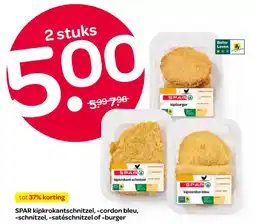 Spar SPAR kipkrokantschnitzel, cordon bleu, schnitzel, satéschnitzel of burger aanbieding