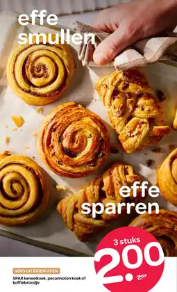 Spar Spar kaneelkoek, pecannoten koek of koffiebroodje aanbieding