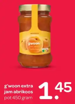 Spar G'woon extra jam abrikoos aanbieding