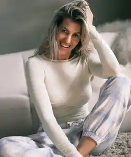 Hunkemoller Hunkemöller Petite Pyjamabroek Twill Check Blauw aanbieding