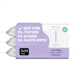 Etos Naïf Plasticvrije Lotion Billendoekjes 3x54 stuks aanbieding