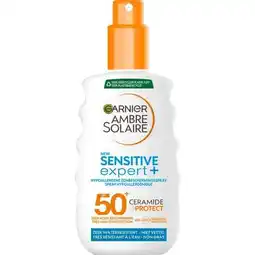 Etos Garnier Ambre Solaire Sensitive Expert Zonnespray SPF50+ 150 ML aanbieding