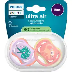 Etos Philips Avent Fopspeen Ultra Air Day 18M+ Double Pack, mixed - SCF349/49 aanbieding