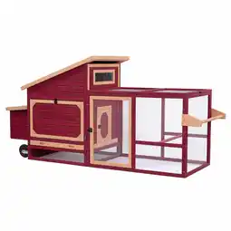 Zooplus TIAKI houten kippenhok met wielen 236.6x78x114.4cm Kippen aanbieding