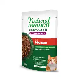 Zooplus 24x 85g Natural Trainer Stracceti Adult Gesteriliseerde reepjes in jus Rund nat kattenvoer aanbieding