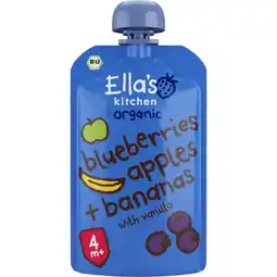 Etos Ella's Bio Kitchen Smoothie Blueberries Apples + Bananas 120 GR aanbieding