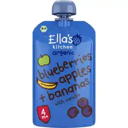 Etos Ella's Bio Kitchen Smoothie Blueberries Apples + Bananas 120 GR aanbieding