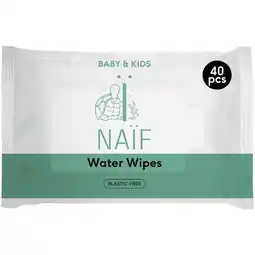 Etos Naif plasticvrije waterdoekjes single pack 1x40 aanbieding
