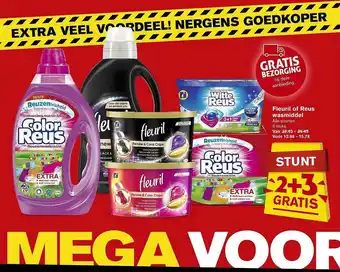 Hoogvliet Fleuril Of Reus Wasmiddel 2+3 Gratis aanbieding