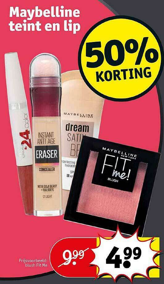 Maybelline Teint En Lip 50 Korting aanbieding bij Kruidvat