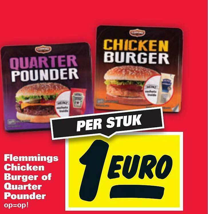 Flemmings Chicken Burger Of Quarter Pounder aanbieding bij Nettorama