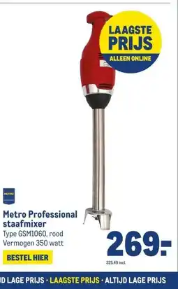 Makro Metro Professional staafmixer Type GSM1060, rood Vermogen 350 watt aanbieding