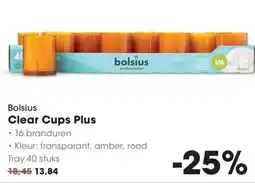 HANOS bolsius Clear Cups Plus aanbieding