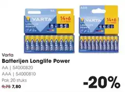 HANOS Varta Batterijen Longlife Power aanbieding